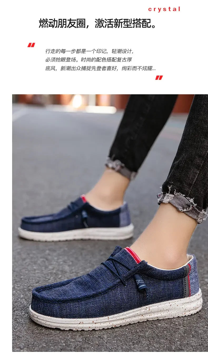 Men's Loafers Designer Slide in Low Cut Sneakers Casual Boat Shoes Comfortable Walking Flat Shoes Breathable Canvas Shoes 2025.