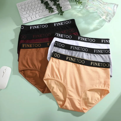 Finetoo 6Pcs/Set Women's Seamless Cotton Briefs Women Plus SizePanties Breathable Underwear Female Low Waist Soft Lingerie S-XXL
