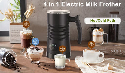Electric Milk Frother Automatic Rotary Foamer for Coffee Cappuccino Latte 4 in 1 Hot and Cold Foam Maker Milk Frother Foamer.