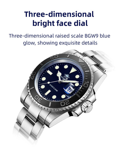 ADDIESDIVE Luxurious Men's Analog Quartz Watch BGW9 Luminous 20 Bar Waterproof Men's Diving Stainless Steel Men Watches H3.