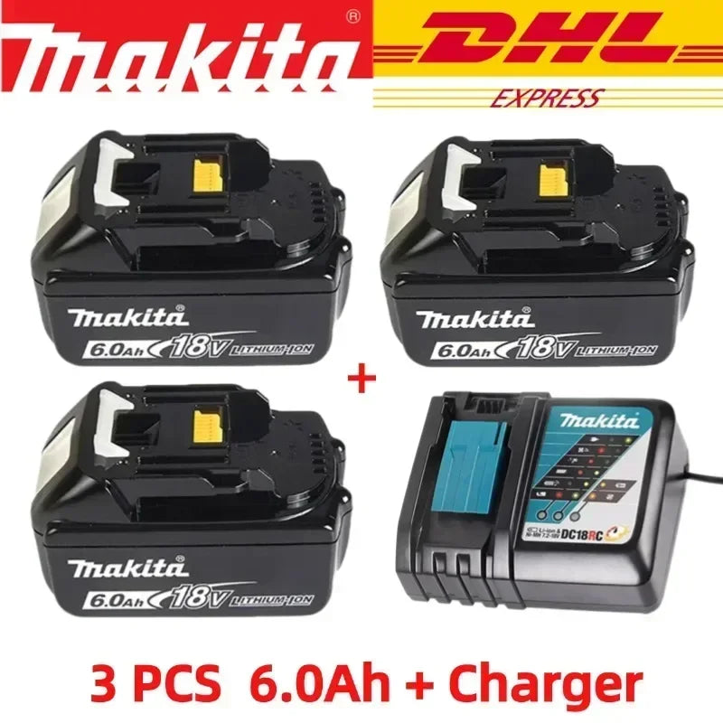 100% original Makita battery, 18V 6.0Ah rechargeable battery, replacing Makita BL1830BL1840BL1850BL1860B, power tool battery.
