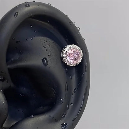 1pcs Quality Shiny Cross Zircon 316L Stainless Steel Ear Bone Nail Y2K Style Silver Color Earring for Women Cochlear Accessories.