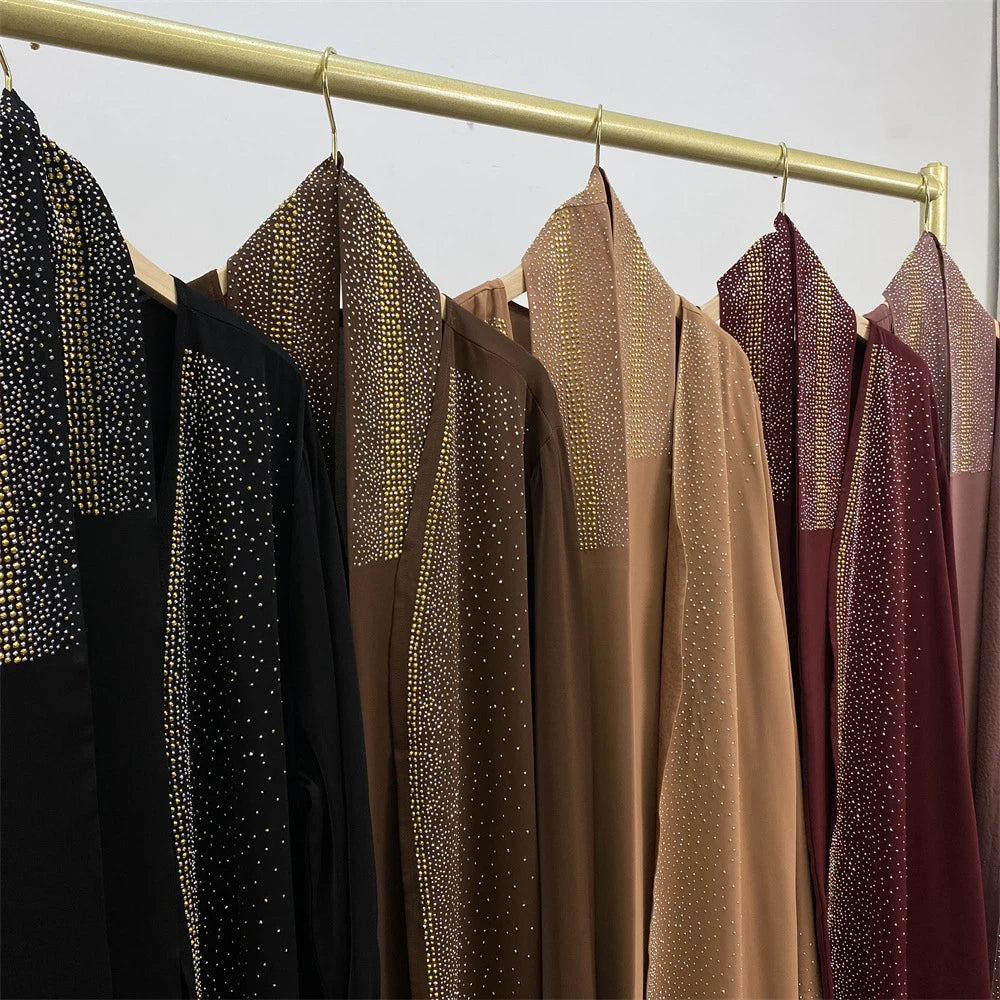 Ramadan Eid Dubai Open Black Muslim Kimono Abaya Damen Turkey Islam Abayas For Women Dress Kebaya Robe Femme Musulmane Kaftan