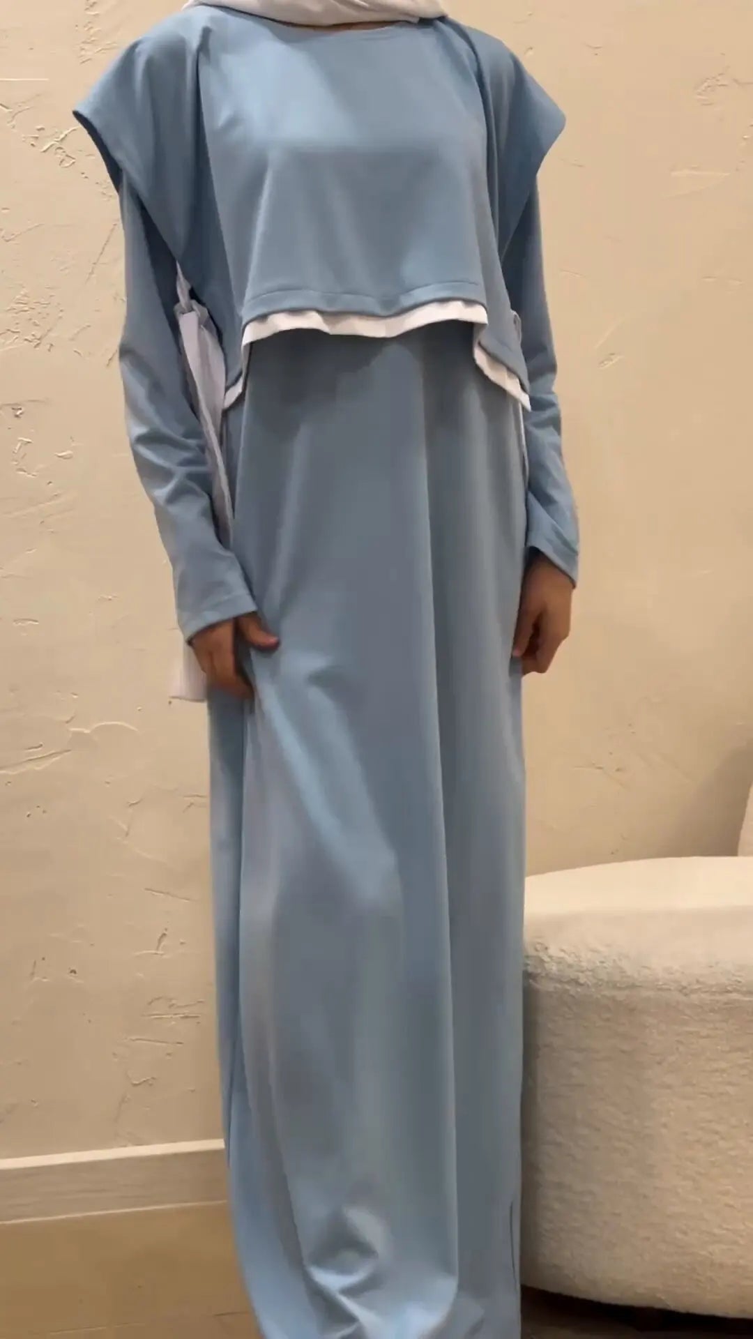 Women Eid Muslim Sets Musulman Ensemble Dubai Arab Vest Kaftan Islam Abayas Ankle Length Long Robe Solid Two Pieces Modest.