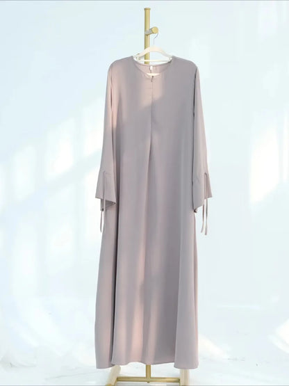 Eid Muslim Dress for Women Abaya Bow Jalabiya Ramadan Lace Up Vestidos Largos Islam Arab Long Robe Morocco Dubai Kaftan 2025