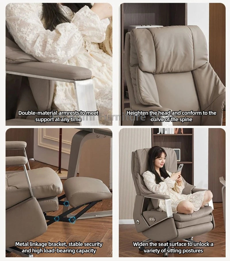 Ergonomischer Büro-Elektrostuhl, verstellbare Rücklehne und Höhe, Leder-Computerstuhl, Gamer Home, bequeme drehbare Schreibtischstühle