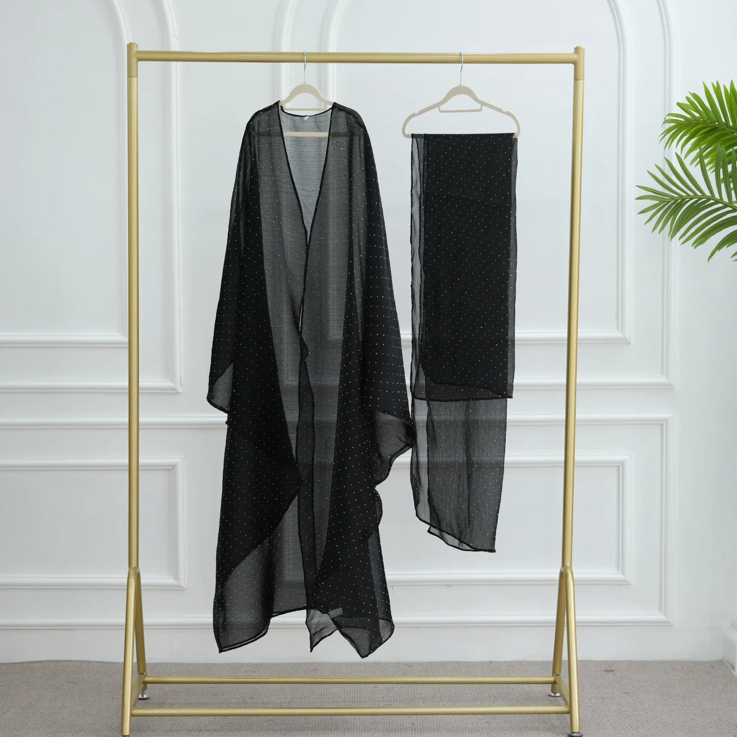 Middle Eastern Islamic Three-Piece Clothing for Women Ramadan Muslim Modest Abaya Dress with Hijab 2025 New Turkey Kaftan Robe