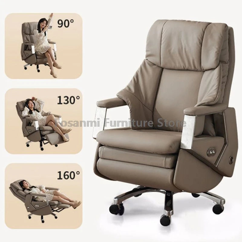 Ergonomischer Büro-Elektrostuhl, verstellbare Rücklehne und Höhe, Leder-Computerstuhl, Gamer Home, bequeme drehbare Schreibtischstühle
