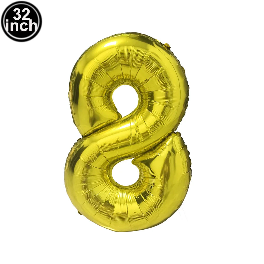 Blauer Ballon mit großen Zahlen, 32 Zoll, 0, 1, 2, 3, 4, 5, 6, 7, 8, 9, Geburtstag, Bachelorette-Luftballons, Figur, Golob-Party-Ballon-Dekoration