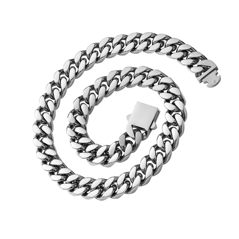 316 Stainless Steel Plated 18k Gold Fashion Crypto Cuban Chain Miami Rap Hip Hop Men's Bracelet Accessory.