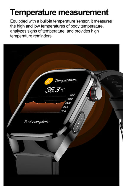 2025 New AI Intelligent Diagnosis ECG+PPG Smartwatch Health Protection Blood Lipids Uric Acid Heart Rate BT Call Smart Watch Men