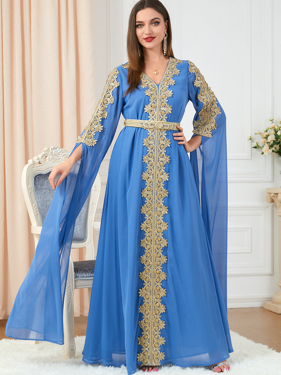 Eid Marokko Party Kleid Muslimische Frauen Abaya Kleider Langarm Abayas Dubai Türkei Islam Kaftan Robe Longue Vestidos Largos 2025