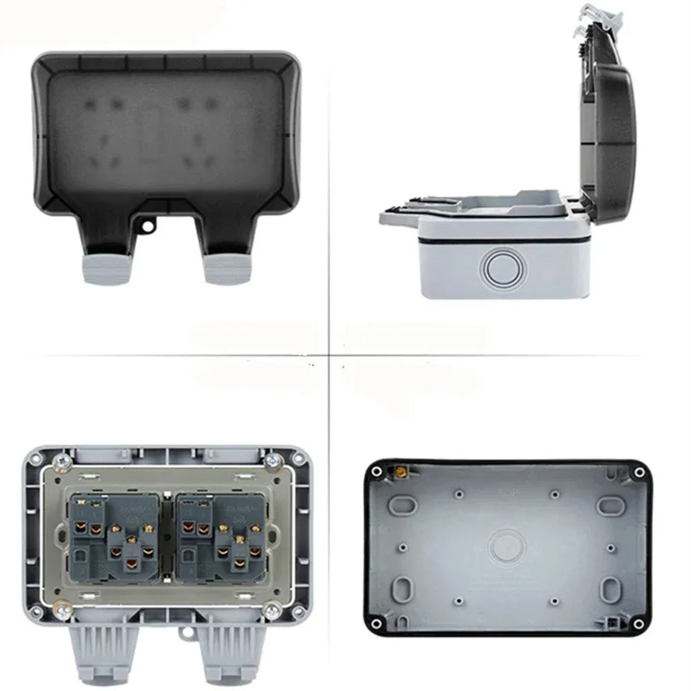Melery Outdoor-Wandsteckdosen, EU-Stecker, elektrische Steckdosen, IP66, staubdicht, für den Außenbereich, Garten, Masterplug, Rasen.