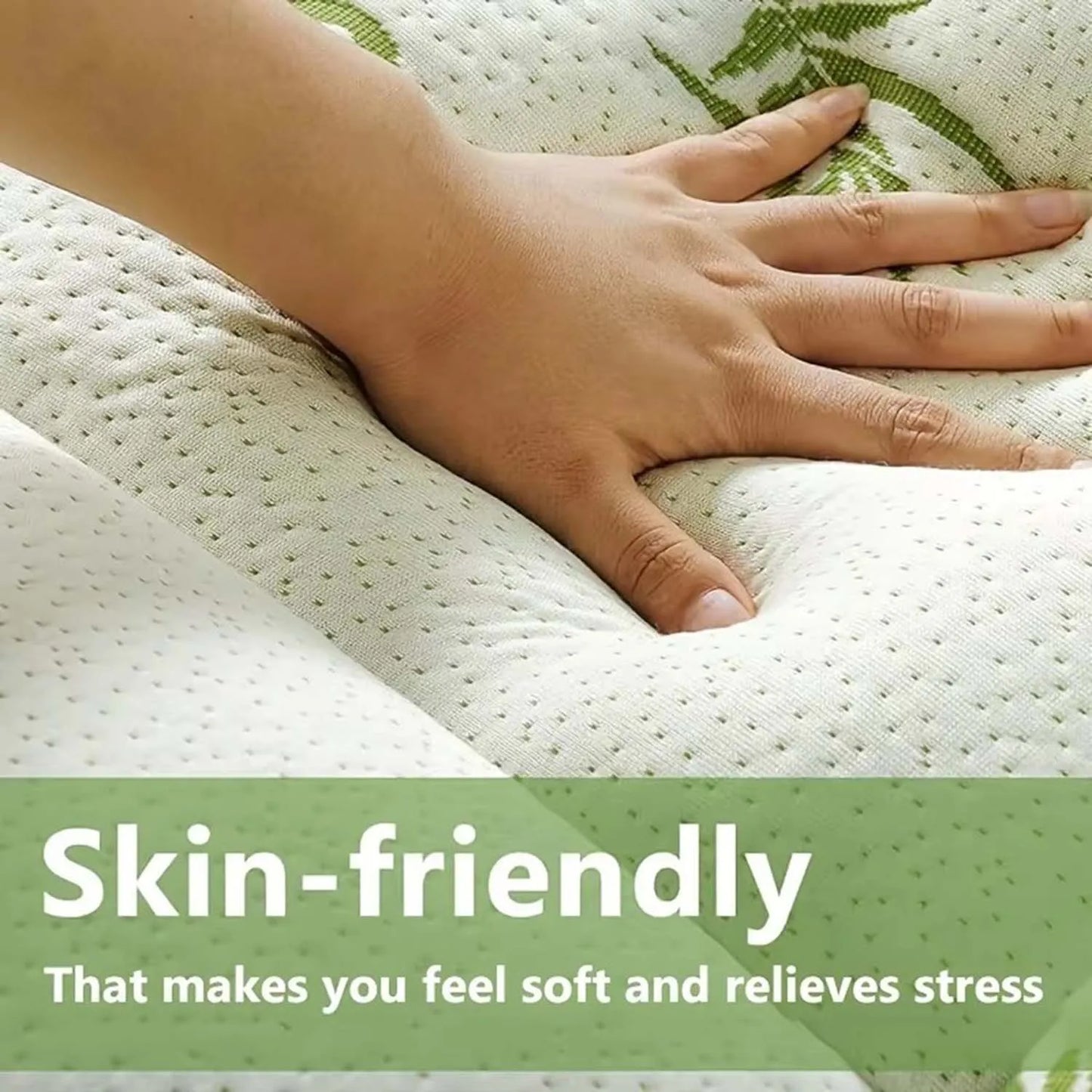 WQSPRING Aloe Vera Mattress Protector Soft Breathable Lightweight Comfortable Skin-Friendly Mattress Cover for Allergy Sufferers.