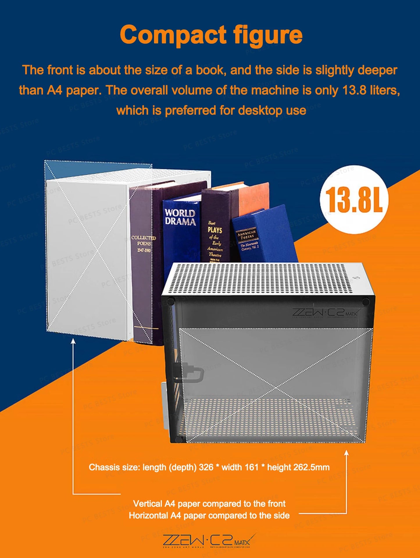 ZZAW C2 C2P M-ATX Computer Case Side Transparent MINI-ITX All Aluminum Desktop Office Small Chassis Supports Long Graphic Card.