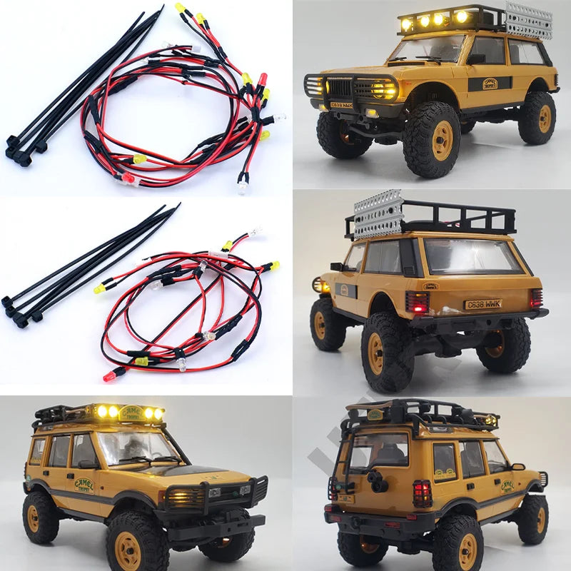 LED 5V Lighting Upgrade System Front and Rear Lamp for 1/24 RC Crawler Car FMS FCX24M Camel Cup Discovery Range Rover Parts.