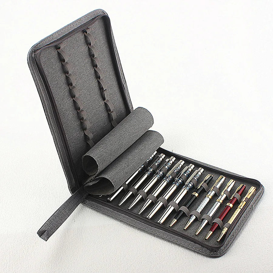 10/24/48 Slots Fountain Pen Case Pencil Case Pouch Bag Canvas Case Black, Gray