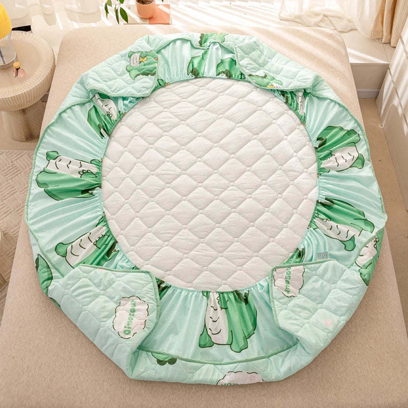 Waterproof Mattress Cover Cartoon Style Bed Covers Quilted Fitted Sheet постельное белье Thickened Bedspread(No Pillowcase).
