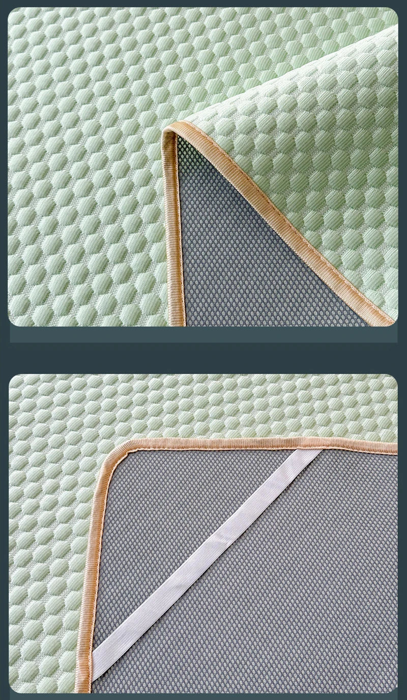 High End Latex Cooling Mattress with Elastic Band Quick-Dry Breathable Summer Bed Mat Machine Washable Foldable Sleeping Pad.