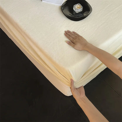 Soft Flannel Fitted Sheet for Winter, Fleece Mattress Protector, Cover with Elastic Band, Bed Linen, Solid Grey, 180x200cm, 1Pc.