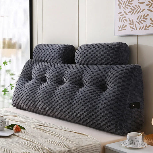 Wedge Headboard Pillow Bed Wedge Pillow for Headboard Triangular Headboard Pillow with Neck Roll Pillows with Removable Cover.