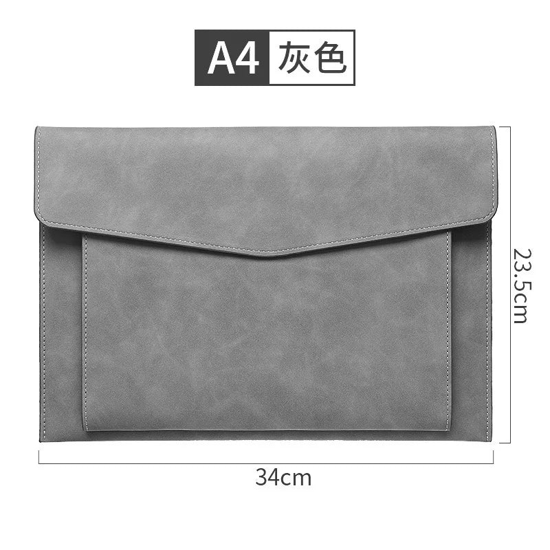 A4 Leather Document Bag, Large Capacity Business Briefcase, Waterproof Office Folder, Can Hold Laptop and Stationery.