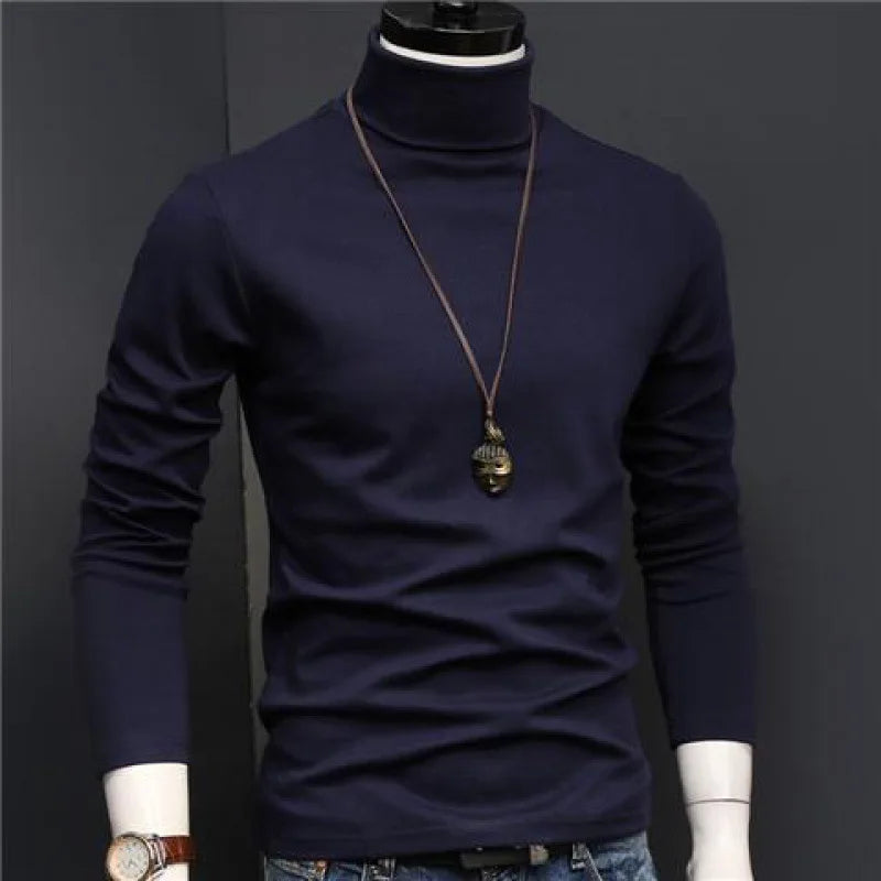 2023 new Sweater Men Solid Color Turtleneck Pullovers Pull Homme Men's cold Blouse Winter Long Sleeve T Shirts.
