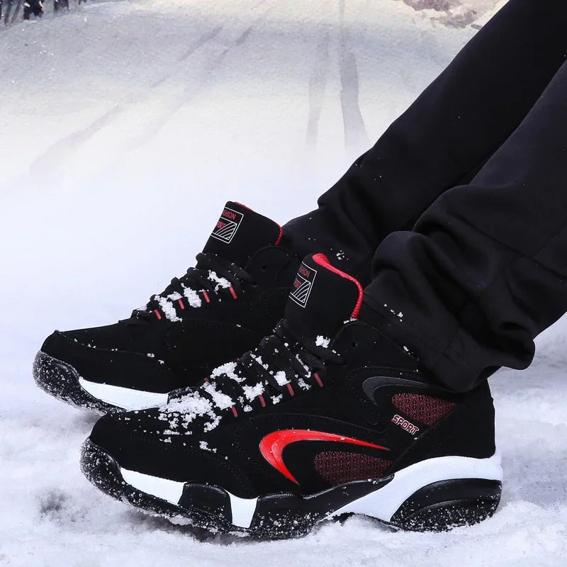 Winter Warm Couple Casual Sneakers Fashion Leather Outdoor Sport Running Tenis Men Non-slip Big Size 48 Trainer Men’s Snow Shoes.