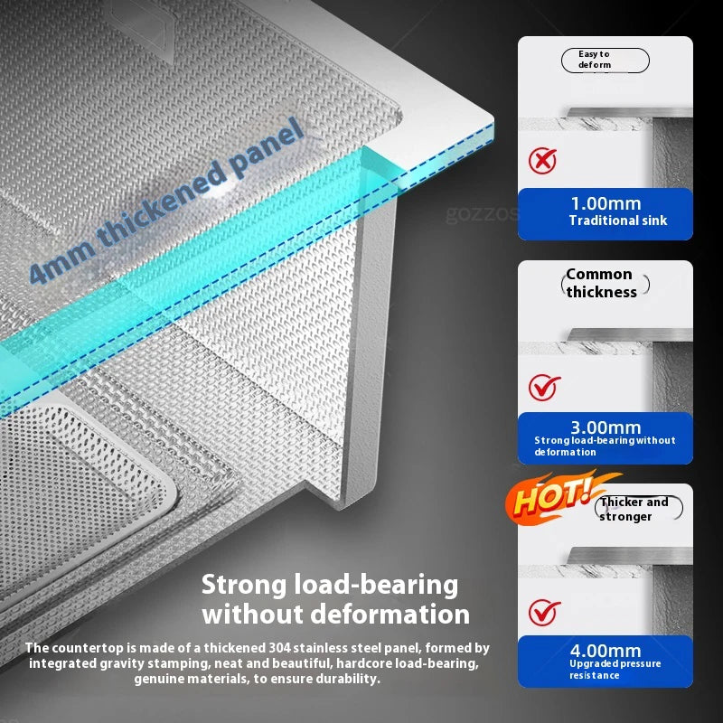 Silver 304 Stainless Steel Waterfall Kitchen Sink Multifunctional Scratch and Wear Resistant Large Single Slot Undermount Basin