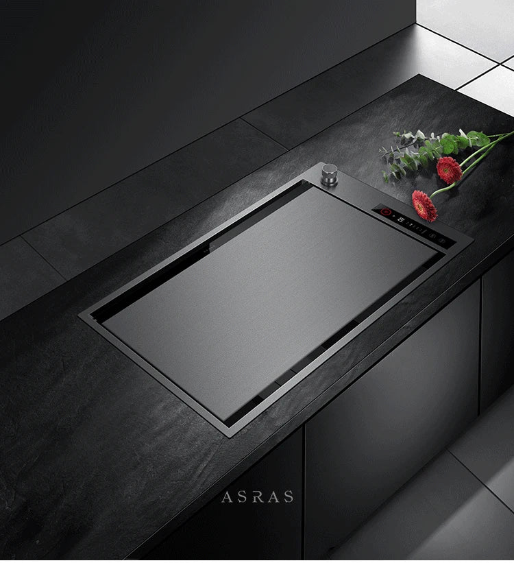 ASRAS Hidden Double Sinks Smart Purifying Kitchen Island Sinks Flip Cover Hidden 4mm Thickness Handmade kitchen Sinks