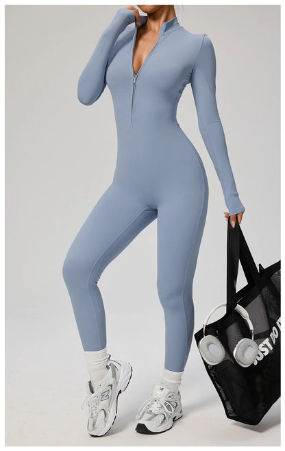 Tianyi High-Intensity Fitness Long-Sleeve Yoga Bodysuit Sensation Tight-Fitting Sportswear for Women Made in China.