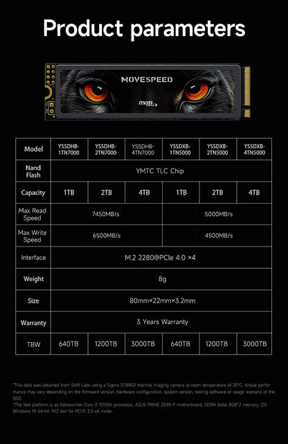 MOVESPEED 7450MB/s SSD NVMe M.2 2280 4TB 2TB 1TB Internal Solid State Hard Disk M2 PCIe 4.0x4 2280 SSD Drive for PS5 Laptop PC.