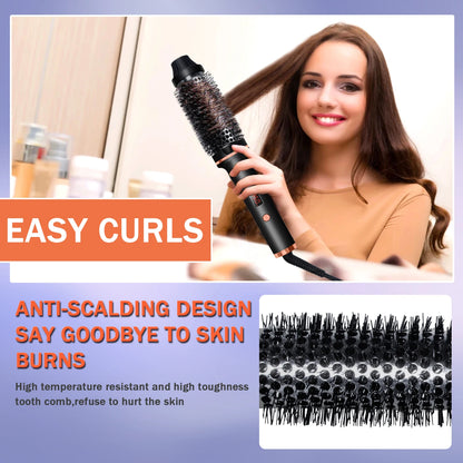 Curling Iron Brush PTC Heated Thermal Brush Ceramic Hair Curler Hot Brush Create Loose & Volume Curls Heating Hair Styling Brush
