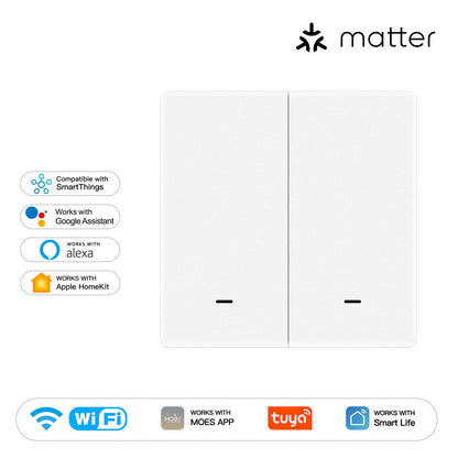 MOES Smart Lichtschalter EU WiFi Matter Button Fernbedienung kompatibel mit Alexa Google Home Apple Homekit Smartthings