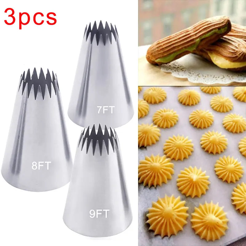 7FT 8FT 9FT Cake Decorating Tips Set Russian Open Star Piping Nozzles Tips Cupcake Cookies Icing Piping Pastry Nozzles.