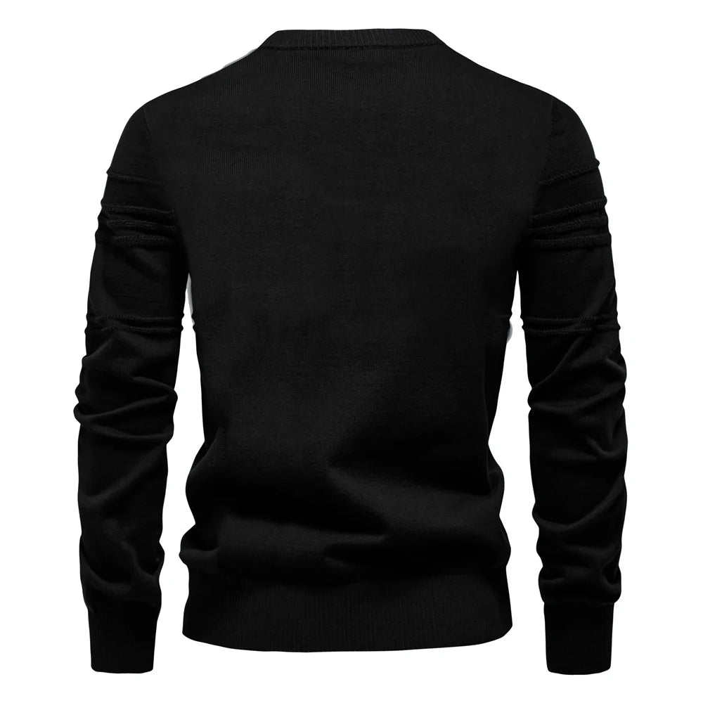 AIOPESON Mens Crewneck Pullover Sweater Knitted Cotton Stripped Quality Autumn Winter Warm Sweaters for Men.