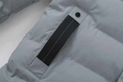 New Winter Men's Mid-Length Cotton-Lined Coat Business-Casual Windproof Warmth Fashionable Hooded Jacket Stylish Menswear.