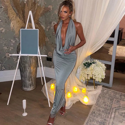 Dulzura Herbst Frauen Halter-Backless Midi Kleid Für Frauen Bodycon Sexy Party Elegante Outfits Abend Geburtstag Kleidung Y2K 2024.