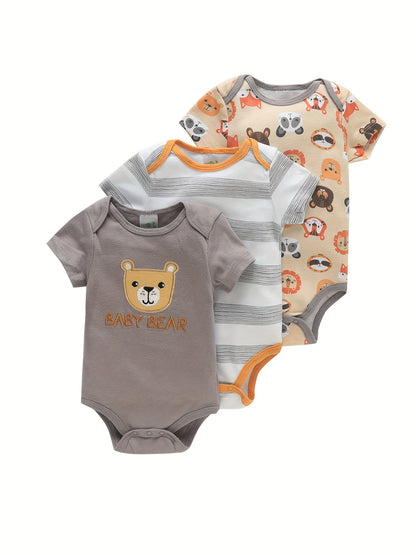 3PCS Infant Baby Nette Grafik einteilige Kleidung Für Jungen Und Mädchen, Neugeborenen Reine Baumwolle Sommer Strampler neugeborene kleidung