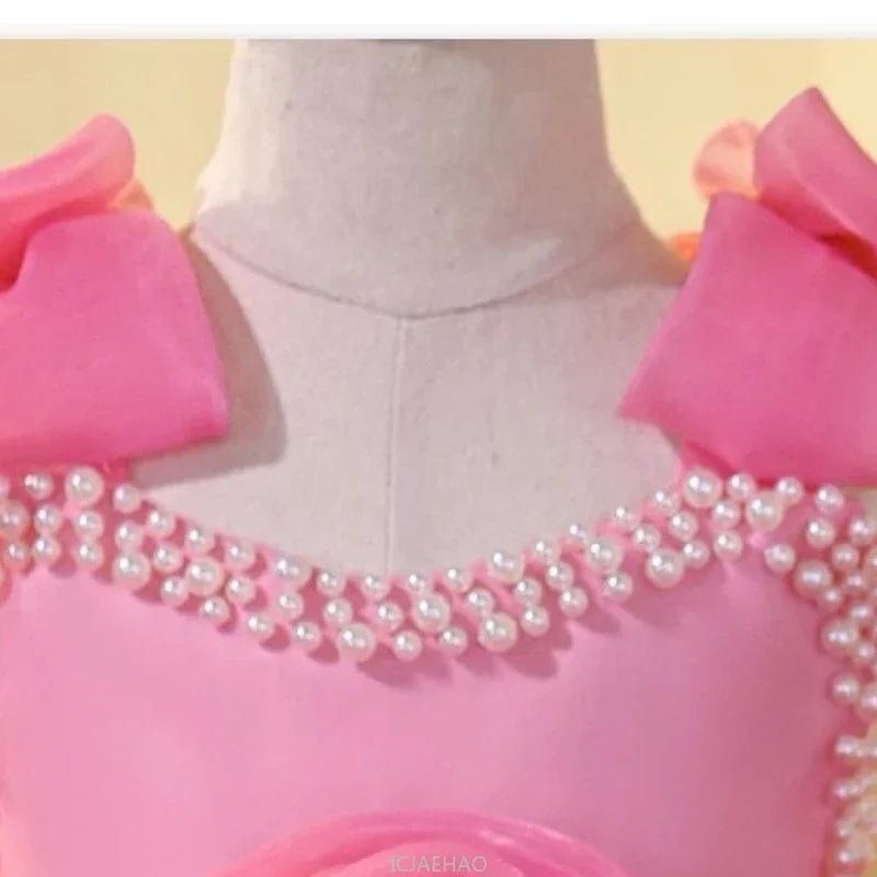 2025 Prinzessinnenkleid zum ersten Geburtstag für Mädchen, neue Hochzeit, Blumenmädchen, Klavieraufführung, Host-Kleid, Party-Kleidung, Outfits, passendes Bankett.