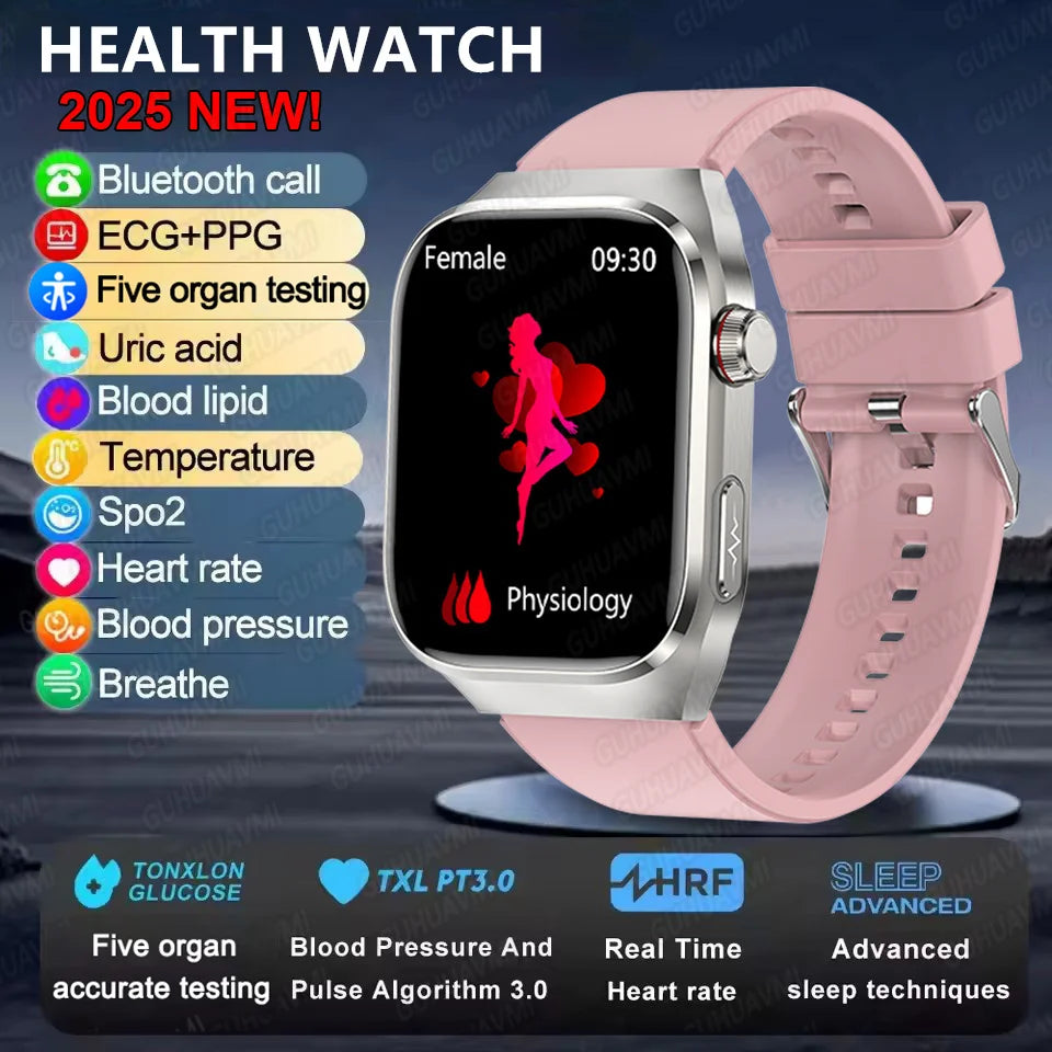 2025New Micro Physical Examination Smart Watch For Men Uric Acid Body Fat Five Organ Health Watches Bluetooth Call SmartBracelet