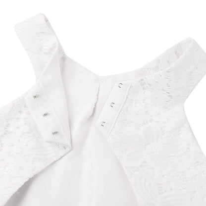 Sommer Mode Blume Mädchen Kleid Hochzeit Geburtstag Party Kinder Lange Kleid Vestido Elegante Halter Neck Floral Spitze Prinzessin Kleid