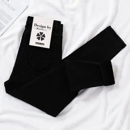 Women's High Waist Elastic Stretchy Jeans Hot Sale Of The Season Autumn New Style Versatile Slimming Pencil Thin Nine Point Pant