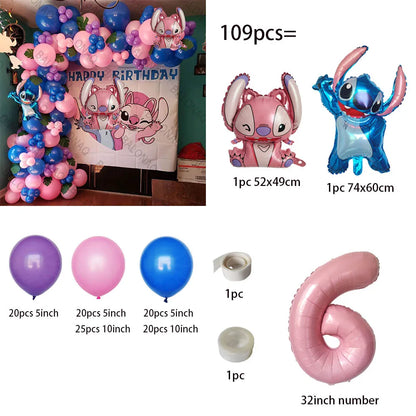 1set Disney Lilo & Stitch Thema Geburtstag Party Luftballons Bogen Girlande Kette Kit Kinder Aufblasbare Spielzeug Globos Geschenke liefert