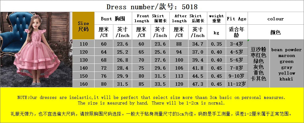 5018 rotes Mädchen-Prinzessinnenkleid mit bestickten Perlen für 3 bis 12 Jahre Mädchen-Schwanz-Partykleid für Kinder, Schulperformance-Kostüme.