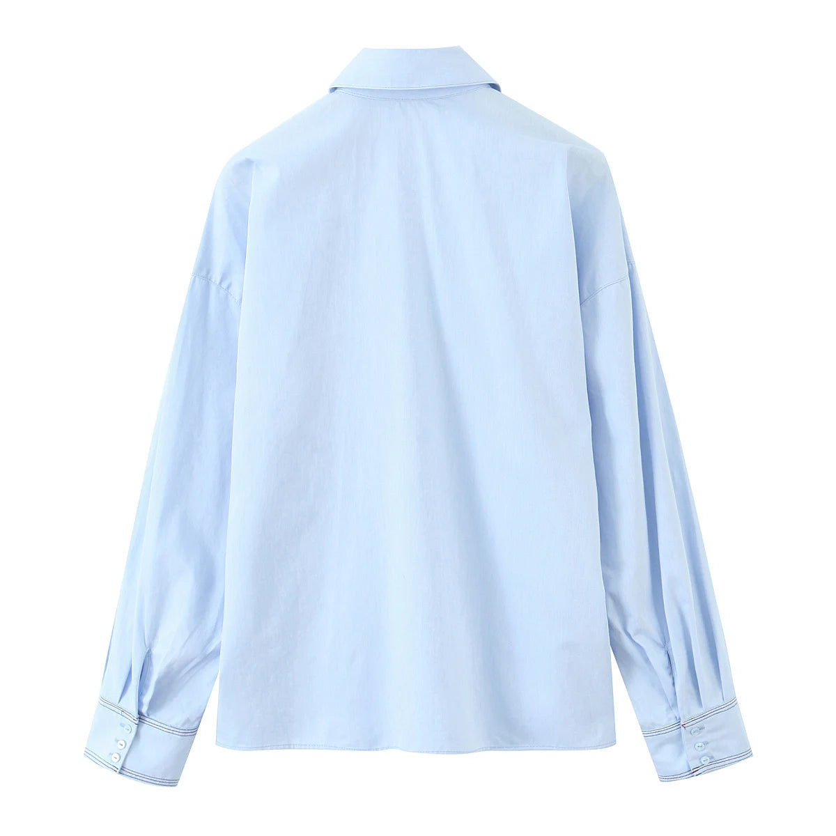 KONDALA Fall Women Elegant Blue Shirt Lapel Waist Buttons Shirt Office Lady Tops New 2025 Spring Autumn Fashion Commuter Shirt.