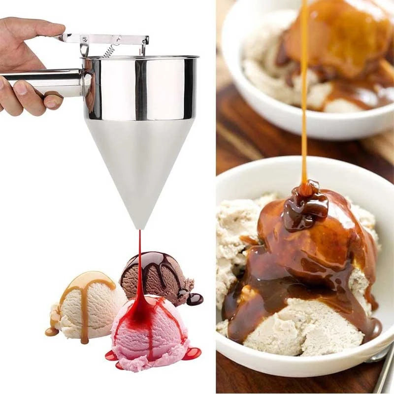 1200/600ml Stainless Steel Funnel Dispenser with Rack Cupcake Pancake Batter Maker Octopus Fish Ball Home Kitchen Baking Tools.
