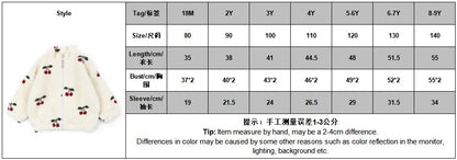 Konges Slojd AW Baby Girls Sweatshirts + Pants 2 Pcs Sets Lambswool Cherry Jackets Kids Clothes Girls Print Dresses Coats 1-9Yrs.