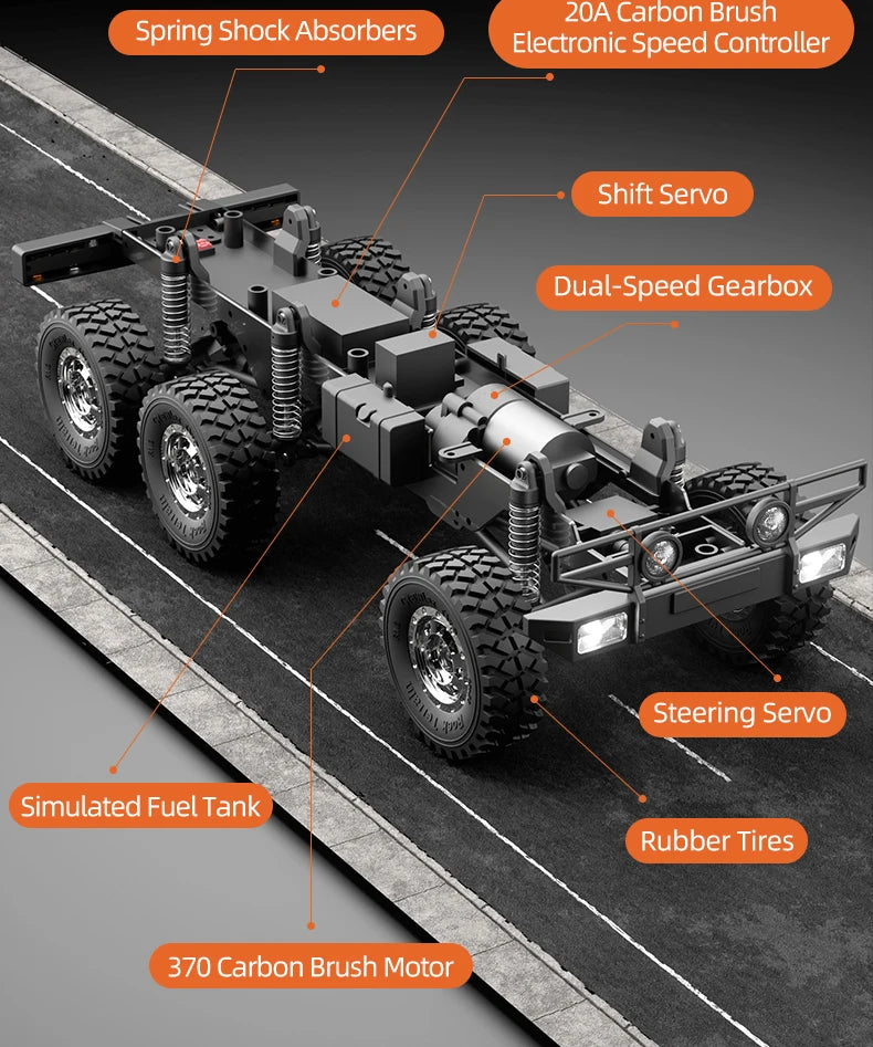 C8823 6WD RC Car 1/18 Off-road Remote Control Vehicle 2.4G High Speed Climbing Transport Rescue Crawler Model Toys for Children