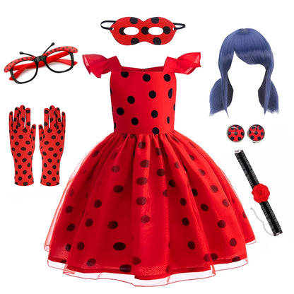 Mädchen Little Beetle Flying Sleeve Cosplay Prinzessin Kleid Geburtstag Halloween Party Kleidung Kinder Marinette Performance Kostüme.
